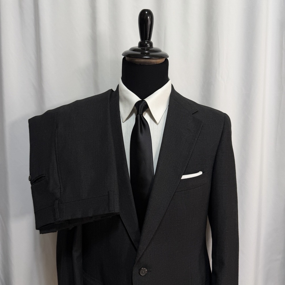 Vtg Polo University Ralph Lauren Suit Mens 40R 34x27 100% Wool Plaid Union USA